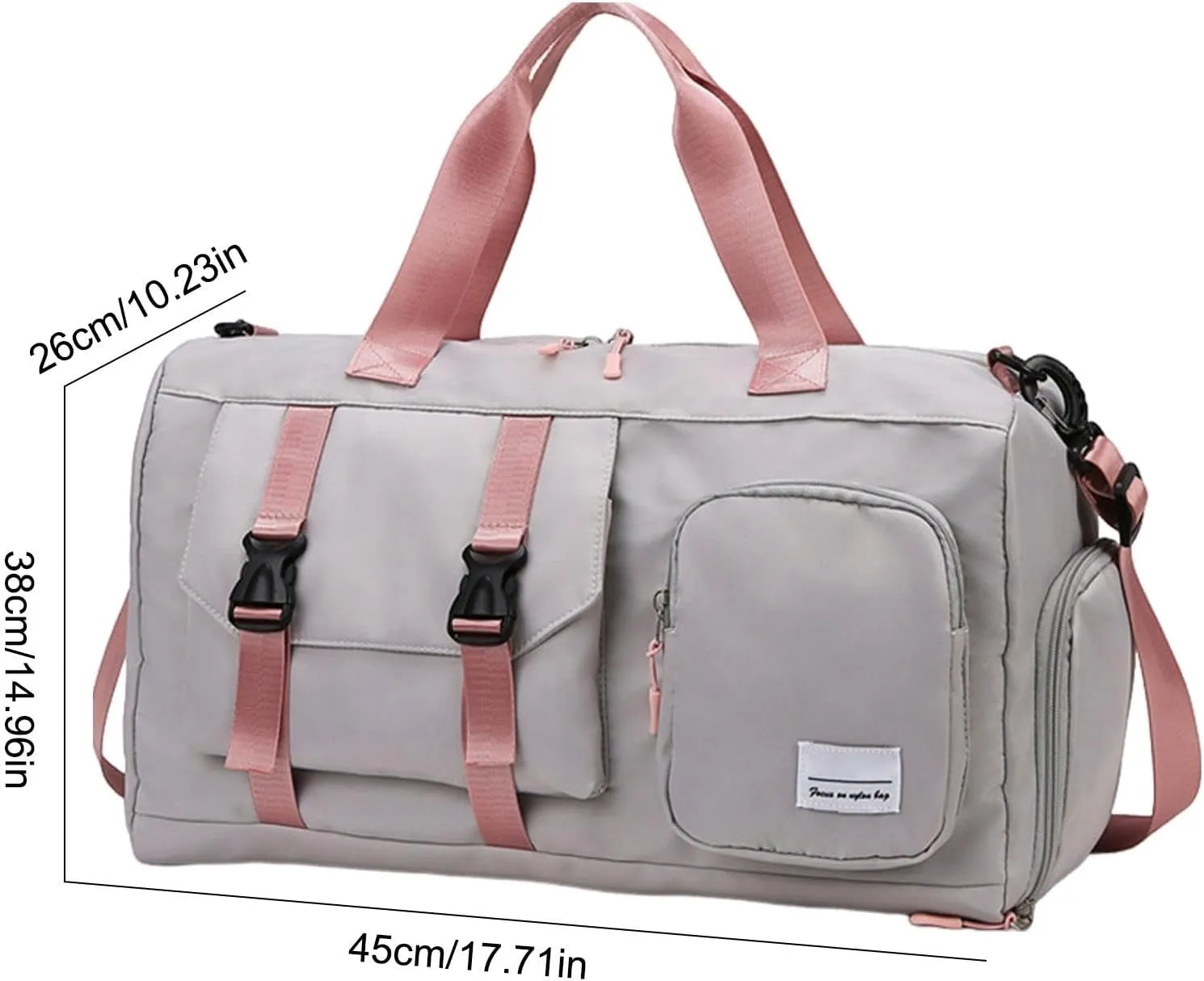 Sport Gym Bag, Fitness Sports Bag,Oxford Fabric Gym Yoga Bag - Large Dry And Wet Separation Travel Duffel, End Bag, Gray, Consulte la descripción, See description