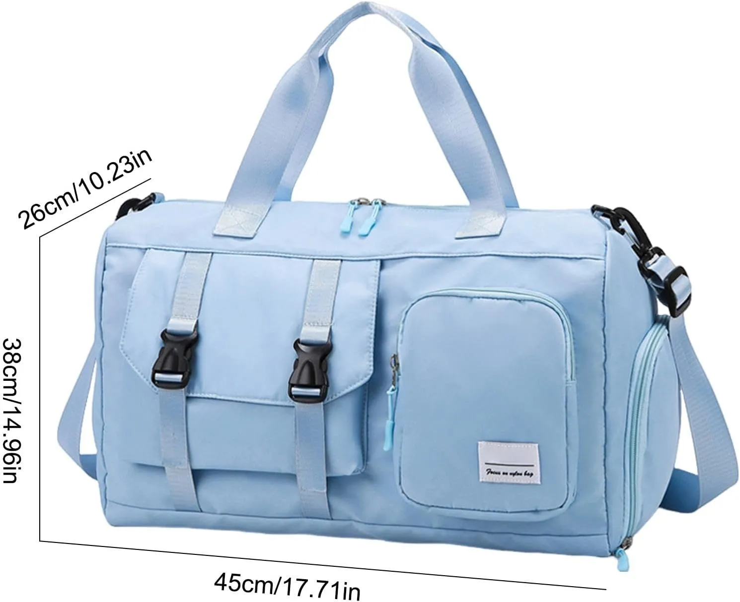 Sport Gym Bag, Fitness Sports Bag,Oxford Fabric Gym Yoga Bag - Large Dry And Wet Separation Travel Duffel, End Bag, Sky Blue, Consulte la descripción, See description