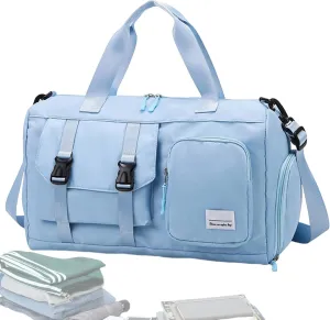 Sport Gym Bag, Fitness Sports Bag,Oxford Fabric Gym Yoga Bag - Large Dry And Wet Separation Travel Duffel, End Bag, Sky Blue, Consulte la descripción, See description