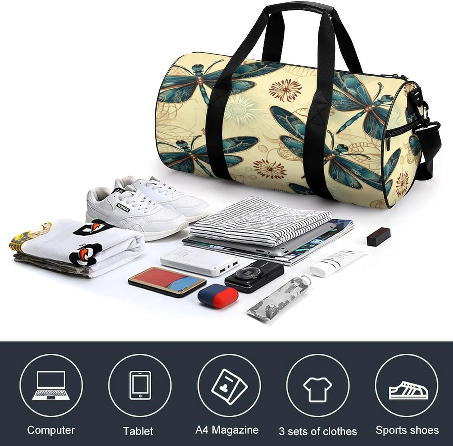Sport Gym Bag for Women Men,A Dog Cylindrical Travel Duffel Bag with Adjustable Straps for Travel, Sports, Workout