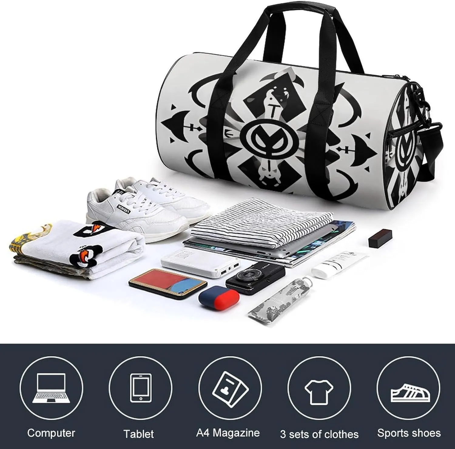 Sport Gym Bag for Women Men,A Dog Cylindrical Travel Duffel Bag with Adjustable Straps for Travel, Sports, Workout