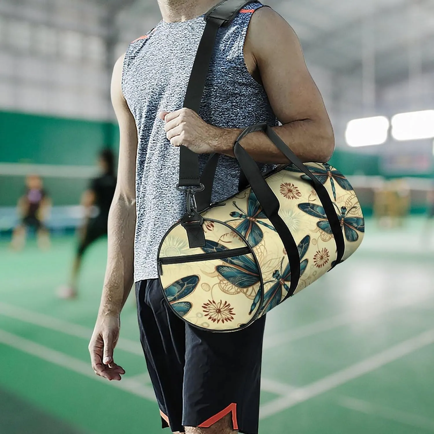 Sport Gym Bag for Women Men,A Dog Cylindrical Travel Duffel Bag with Adjustable Straps for Travel, Sports, Workout