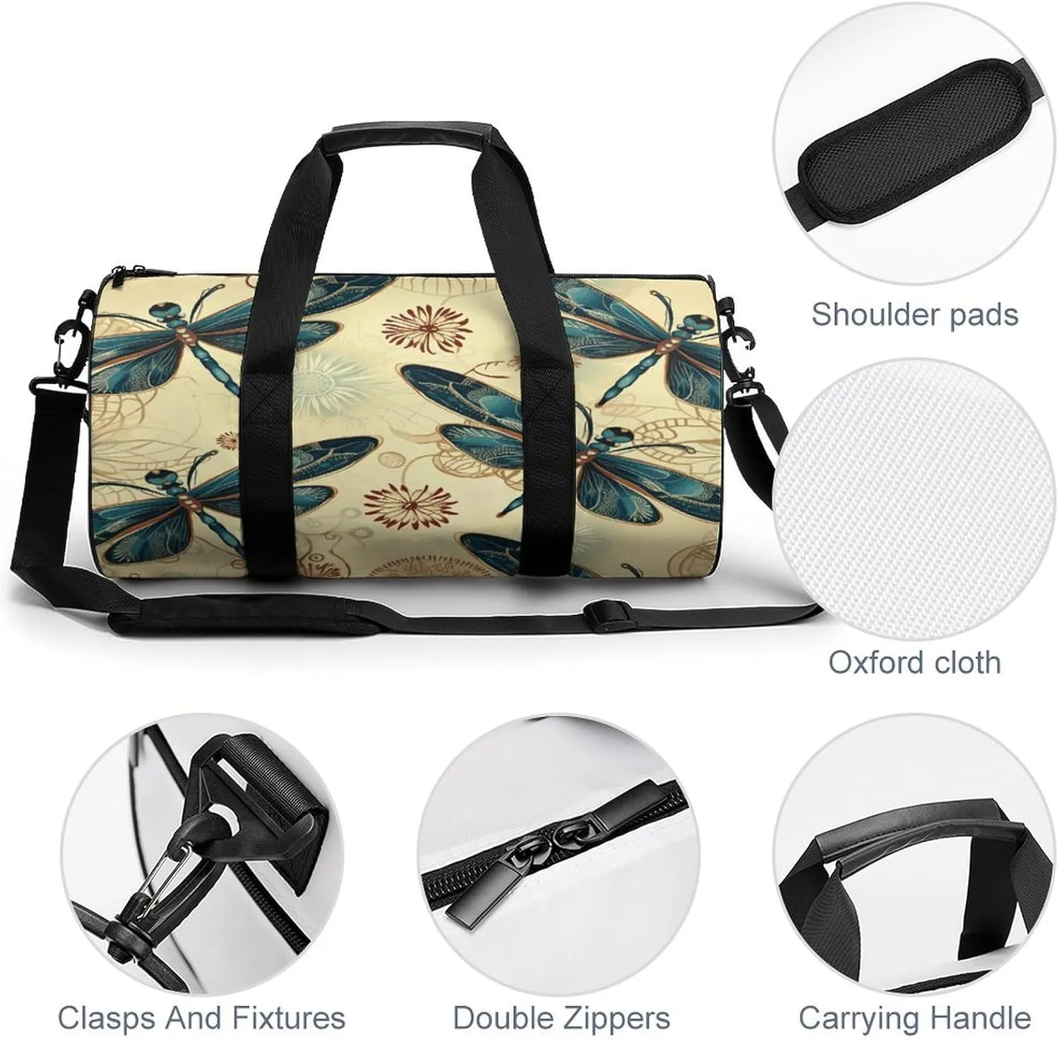 Sport Gym Bag for Women Men,A Dog Cylindrical Travel Duffel Bag with Adjustable Straps for Travel, Sports, Workout