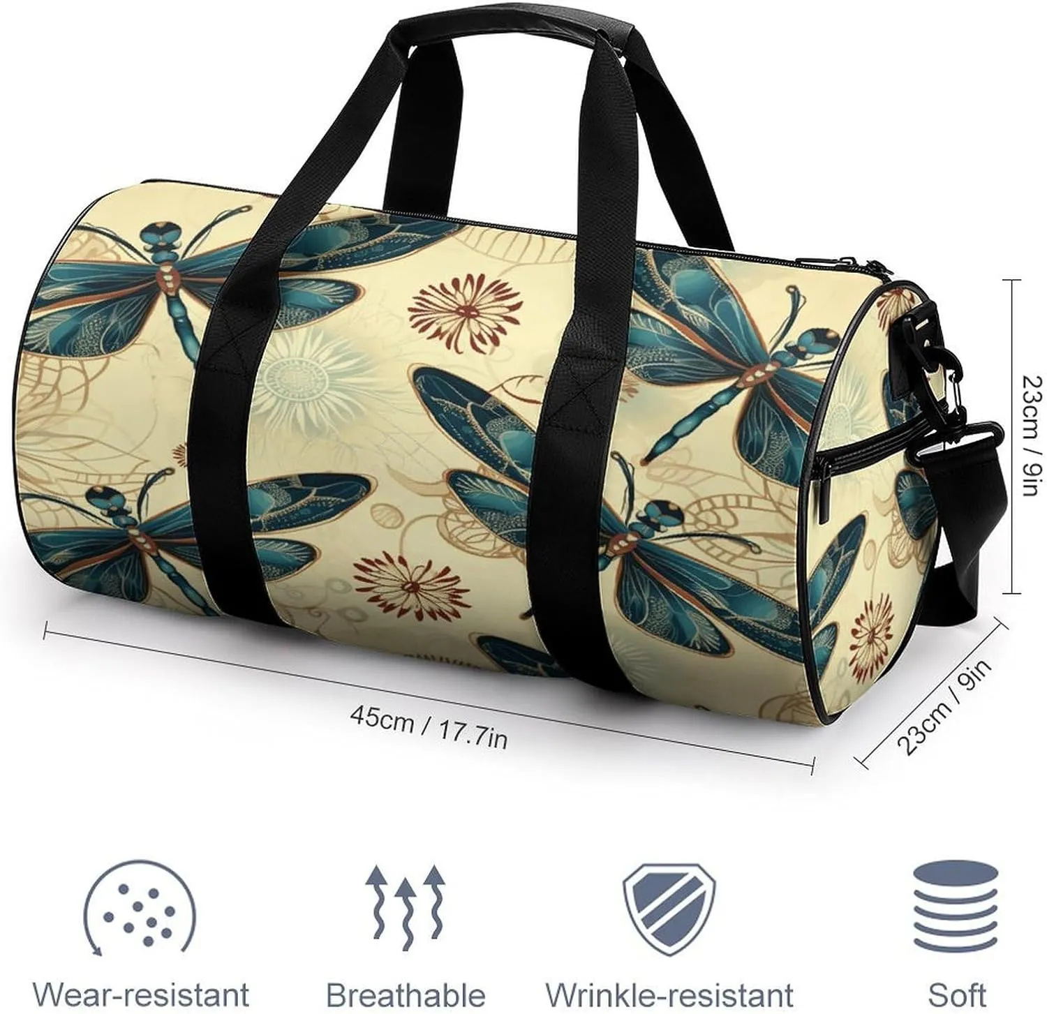 Sport Gym Bag for Women Men,A Dog Cylindrical Travel Duffel Bag with Adjustable Straps for Travel, Sports, Workout