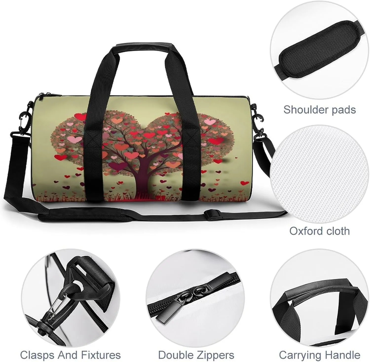 Sport Gym Bag for Women Men,Owl Cylindrical Travel Duffel Bag with Adjustable Straps for Travel, Sports, Workout