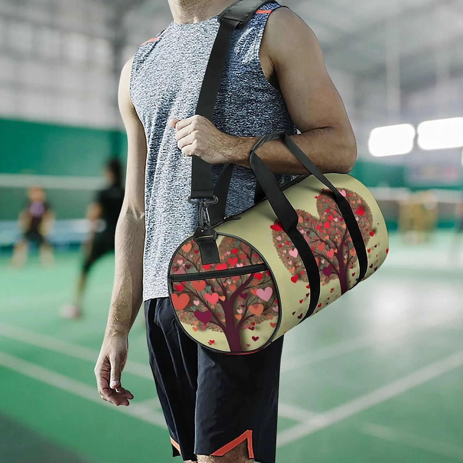 Sport Gym Bag for Women Men,Owl Cylindrical Travel Duffel Bag with Adjustable Straps for Travel, Sports, Workout