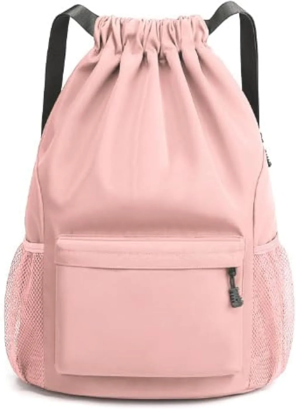 Sports Drawstring Backpack String Swimming Gym Bag Backpack with Shoes Compartment and Pocket for Men Women（pink