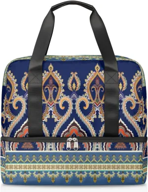 Sports Gym Bag Noble National Pattern Travel Duffel Bag with Shoes Compartment,Yoga Workout Bag Training Handbag, Overnight Bag Large Carry On Bag for Women Men Kids Girls Boys