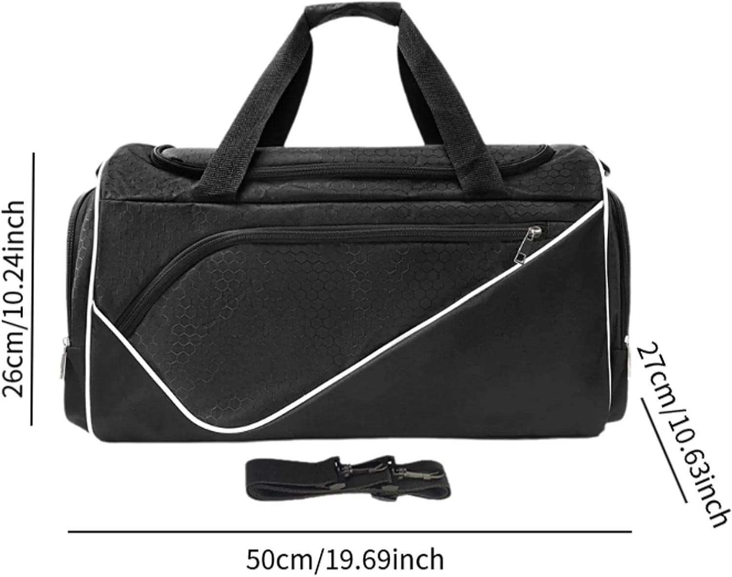 Sports Gym Bag Travel Duffle Bag Luggage Bag Lightweight with Shoe Compartment Shoulder Bag for Travel Camping Weekend Sports, Black