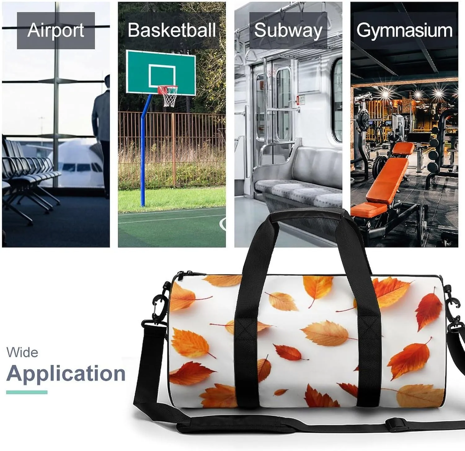 Spread Autumn Leafs Travel Gym Bag for Women Men National Geographics Cylindrical Duffle Bag Sport Workout Bag with Shoulder Strap