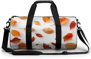Spread Autumn Leafs Travel Gym Bag for Women Men National Geographics Cylindrical Duffle Bag Sport Workout Bag with Shoulder Strap
