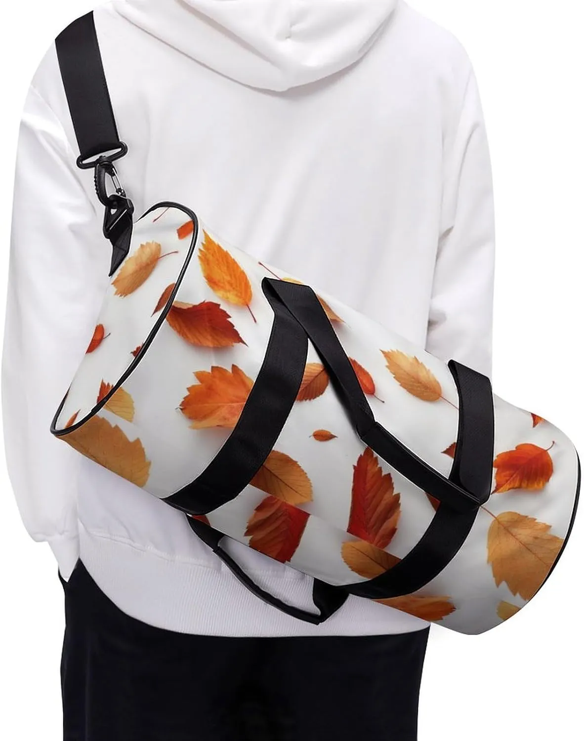 Spread Autumn Leafs Travel Gym Bag for Women Men National Geographics Cylindrical Duffle Bag Sport Workout Bag with Shoulder Strap