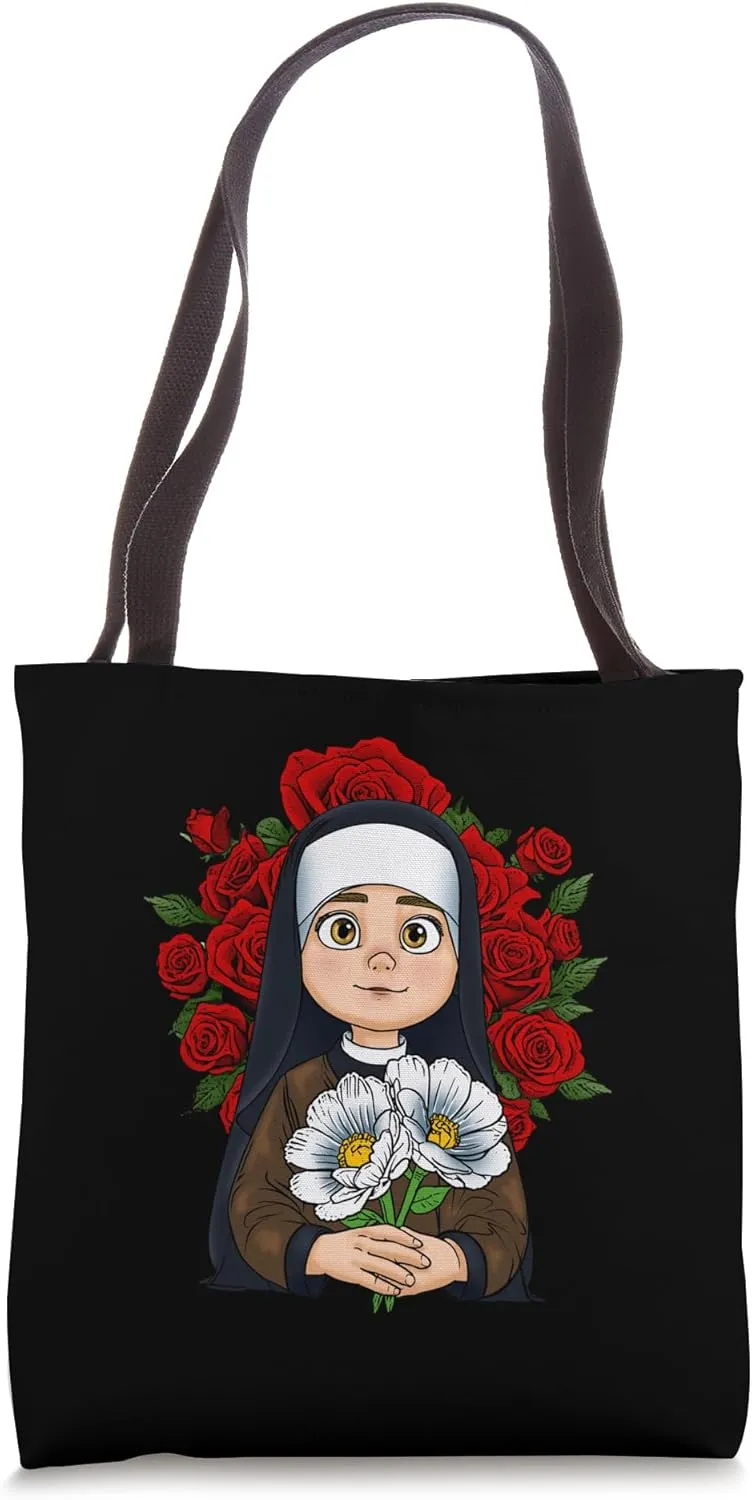St Therese of Lisieux Flower Rose Christian Catholic Saint Tote Bag