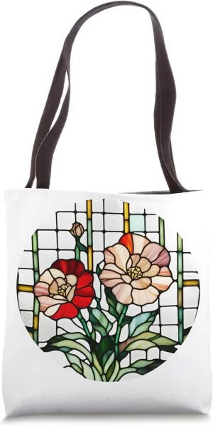Stained Glass Carnation January Birth Flower Tote Bag
