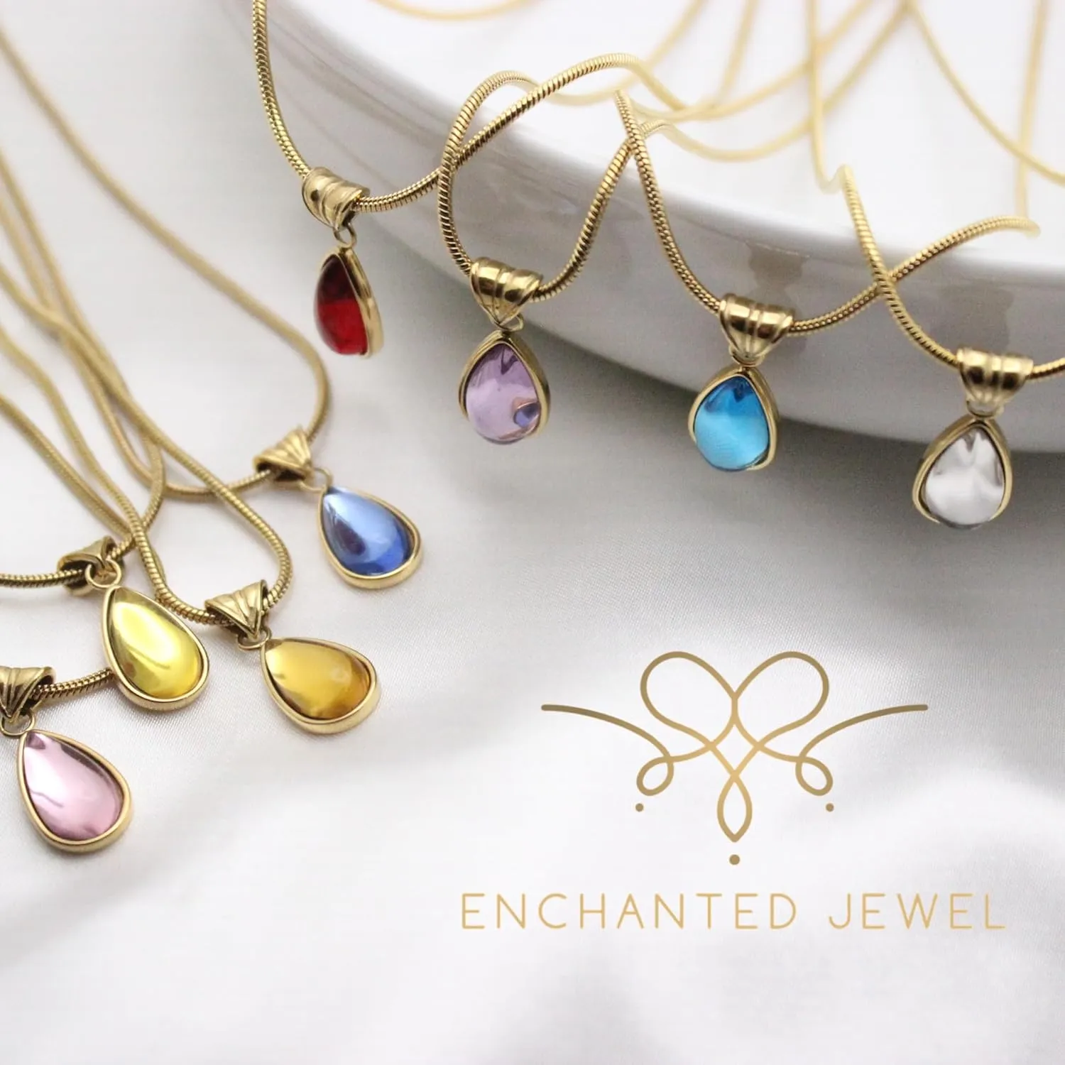 Stainless Steel Gold Plated Elegant Minimalist Plating Inlay Water Droplets Zircon Pendant Necklace