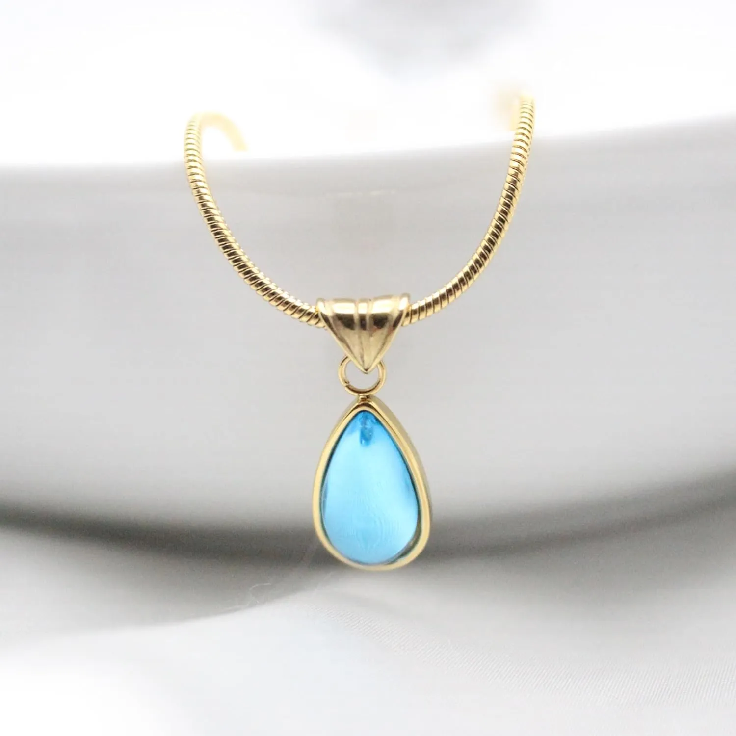 Stainless Steel Gold Plated Elegant Minimalist Plating Inlay Water Droplets Zircon Pendant Necklace