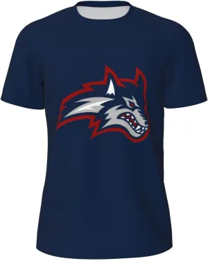 Stony Brook University Logo Men's Crew Neck T-Shirt, Dry Moisture Wicking, Breathable Mesh Short Sleeve