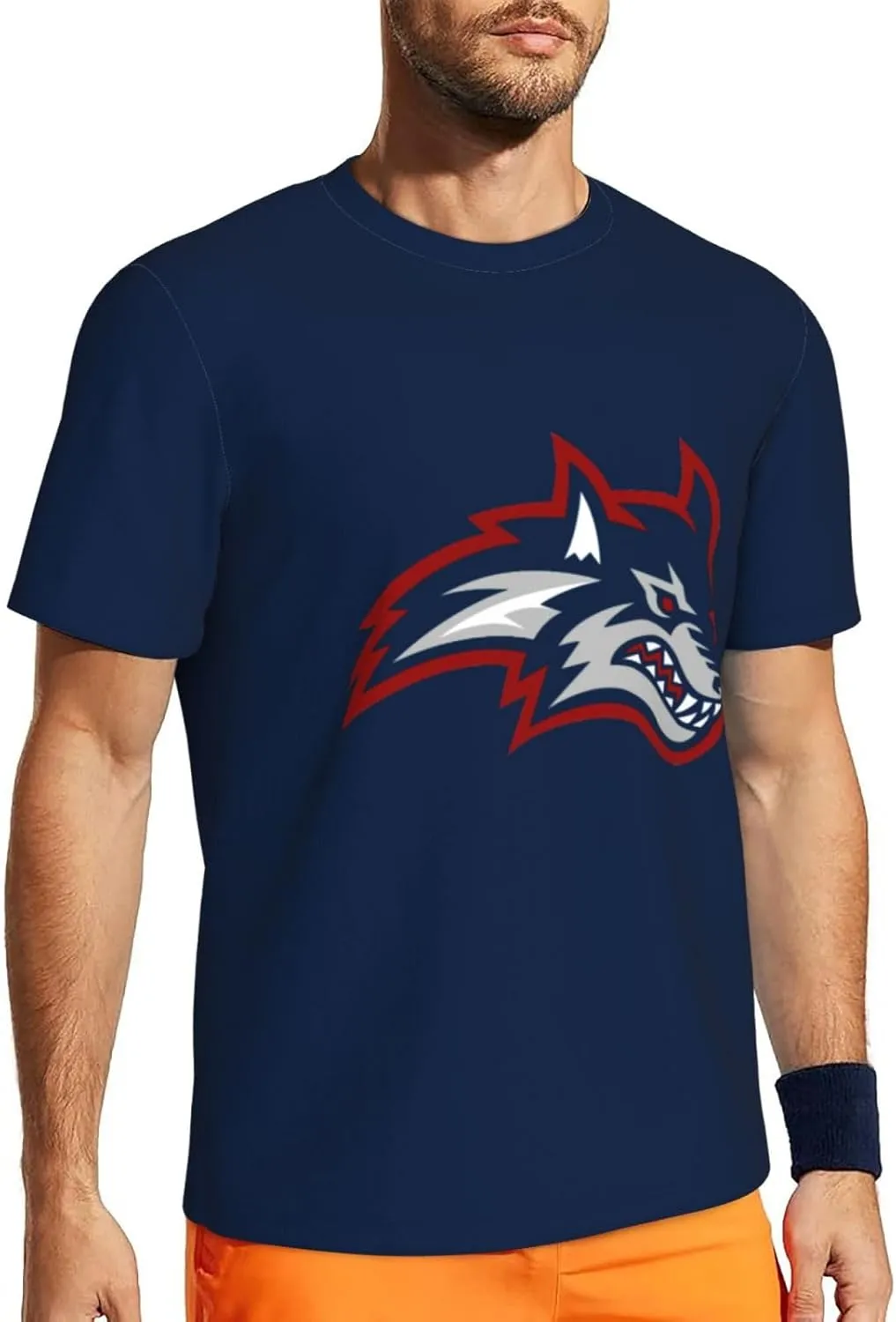 Stony Brook University Logo Men's Crew Neck T-Shirt, Dry Moisture Wicking, Breathable Mesh Short Sleeve