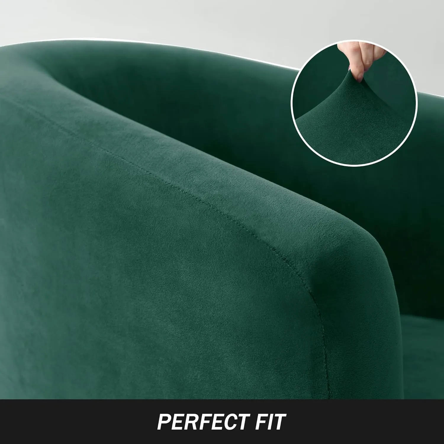 Stretch Tub Chair Covers, 2-Piece Club Chair Slipcover with Cushion Cover Soft Velvet Armchair Slipcovers Furniture Protector for Living Room (Green)