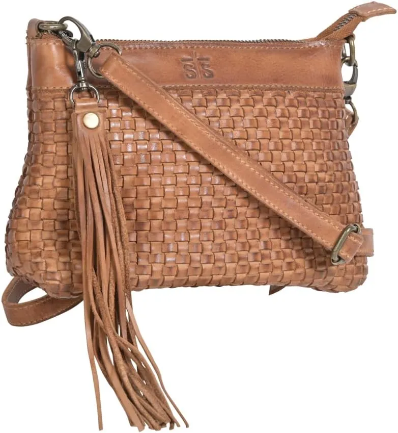 STS Ranchwear Womens Sweetgrass Grace Distressed Tan Leather Crossbody Bag