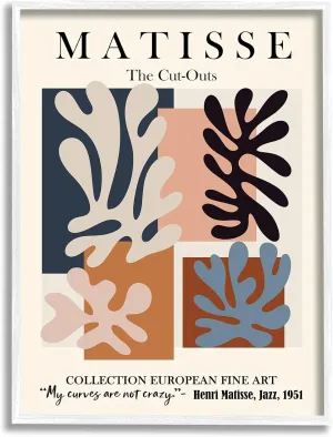 Stupell Industries Matisse Traditional Jazz Abstract Cut Out Forms, Designed by ROS Ruseva White Framed Wall Art, Beige