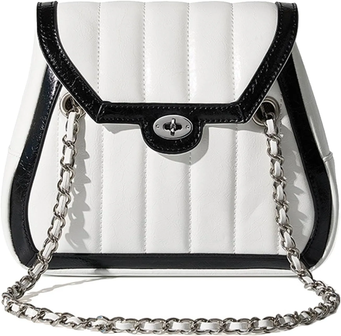 Stylish Quilted Shoulder Bag for Women Ladies Small Cowhide Leather Satchel Bag Elegant Handbag with Chain Strap