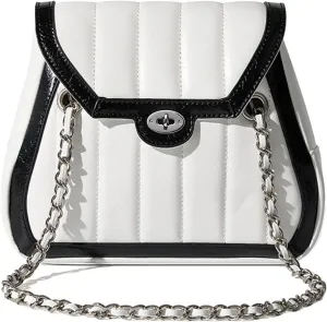 Stylish Quilted Shoulder Bag for Women Ladies Small Cowhide Leather Satchel Bag Elegant Handbag with Chain Strap
