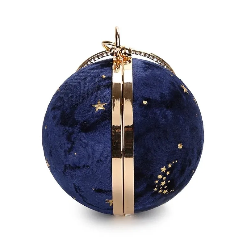 Suede Women Round Clutches Mini Handbags Wedding Purse