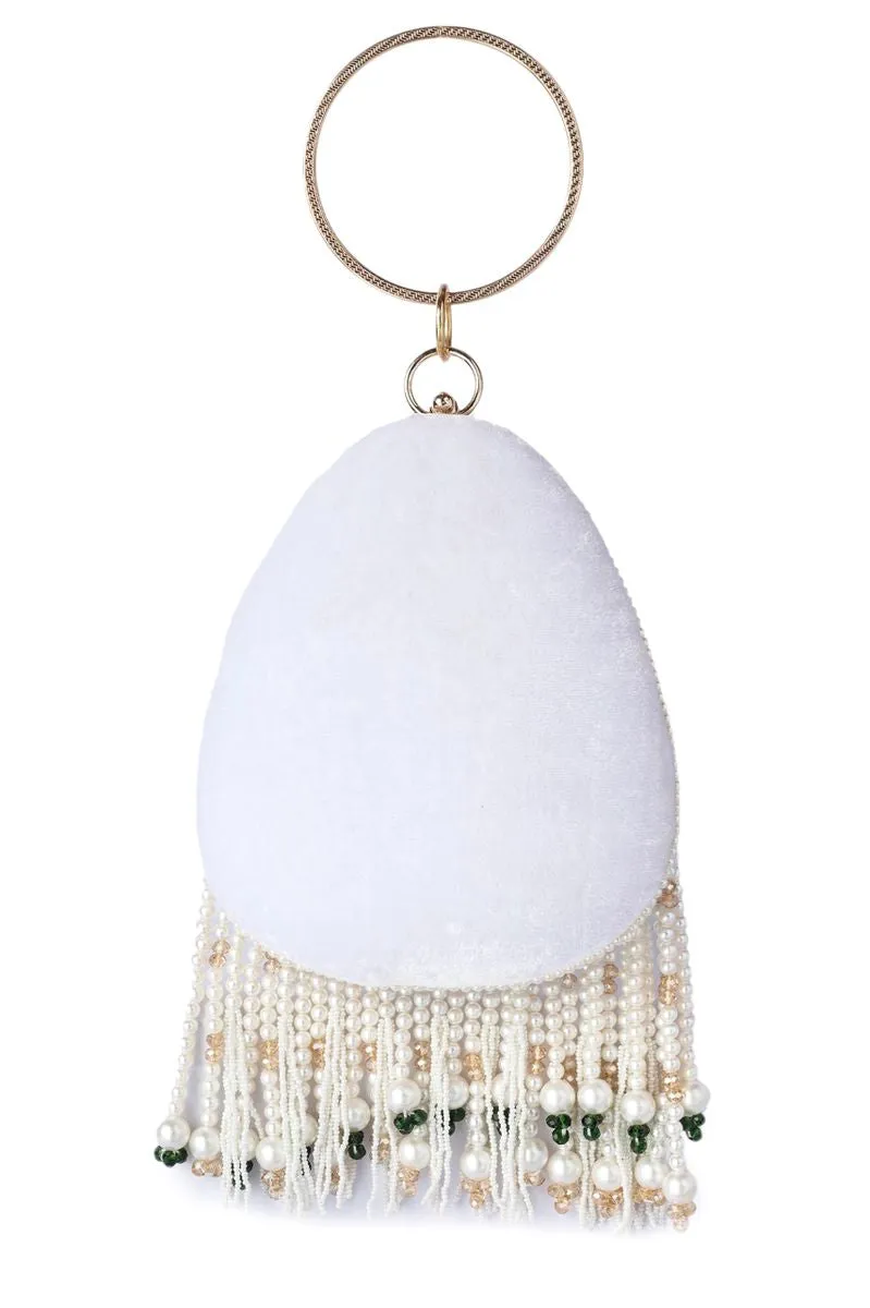 Sukriti Kakar LA Pearl Handembroidered Tassel Clutch (With minor imperfections)