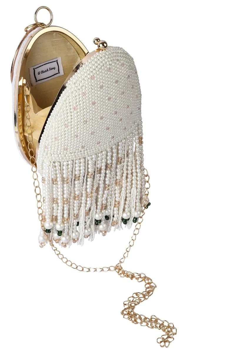 Sukriti Kakar LA Pearl Handembroidered Tassel Clutch (With minor imperfections)
