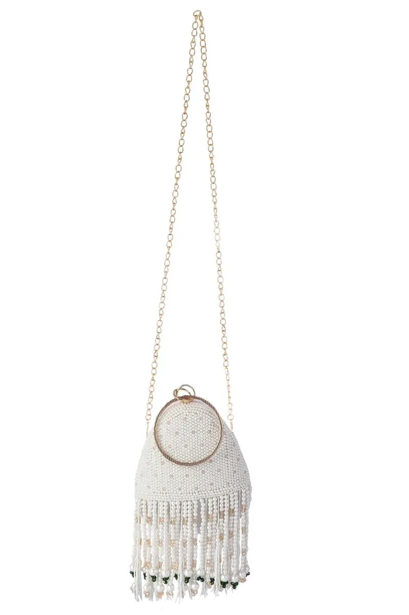 Sukriti Kakar LA Pearl Handembroidered Tassel Clutch (With minor imperfections)