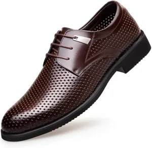 Summer Cowhide Hollow Shoes Men's Comfortable Breathable Leather Sandals Fashion lace-up Lightweight Formal Business Men's Shoes(Brown,41)