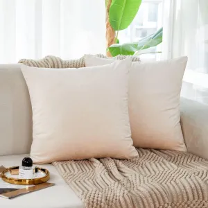 Sunday Praise Beige Velvet Large Pillow Covers 24x24 Inch Cozy Soft Square Decorative Throw Pillow Cases for Sofa Couch Bed Chair,Pack of 2