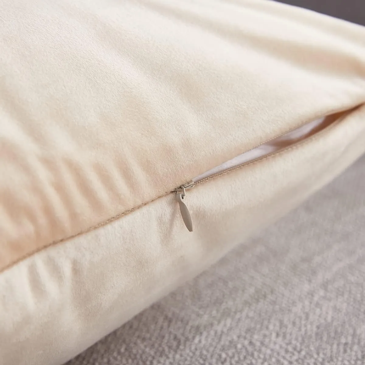Sunday Praise Beige Velvet Large Pillow Covers 24x24 Inch Cozy Soft Square Decorative Throw Pillow Cases for Sofa Couch Bed Chair,Pack of 2