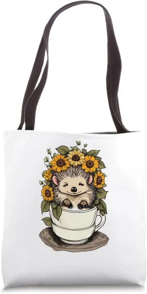 Sunflower Garden Hedgehog in a Teacup. Tote Bag