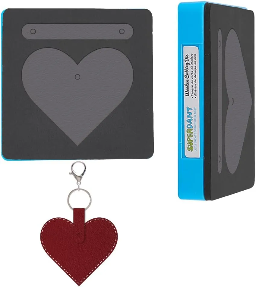 SUPERDANT Leather Heart Keychain Cutting Dies Bag Charm Keychains Organizer Key Chain Wooden Die Cuts Leather Dies for DIY Art Crafts Die Cutter Keychain Dies for Men and Women Valentine's Day Gift
