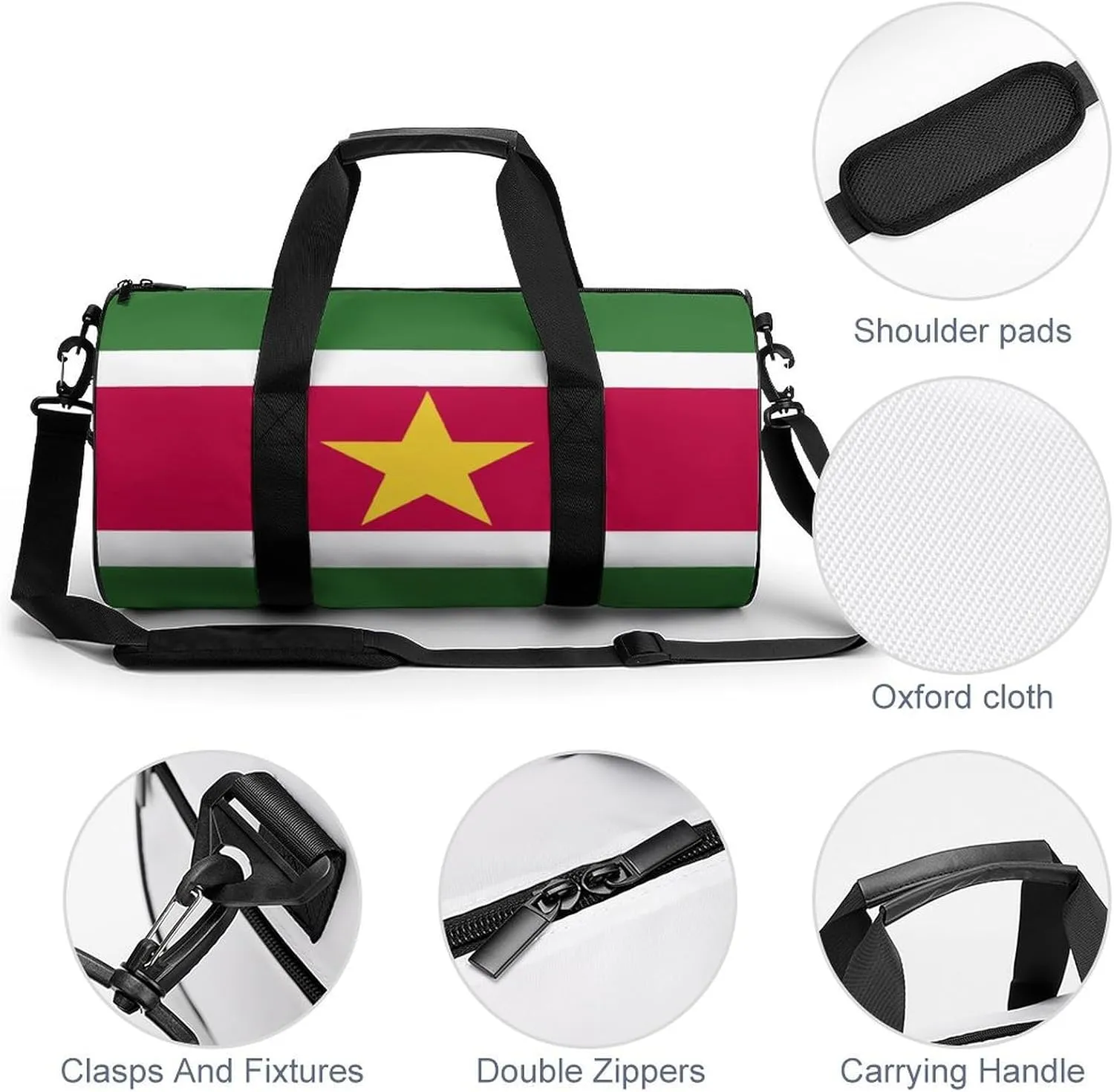 Suriname Flag Waterproof Sports Duffel Bag with Dry Wet Separation for Gym Beach Travel
