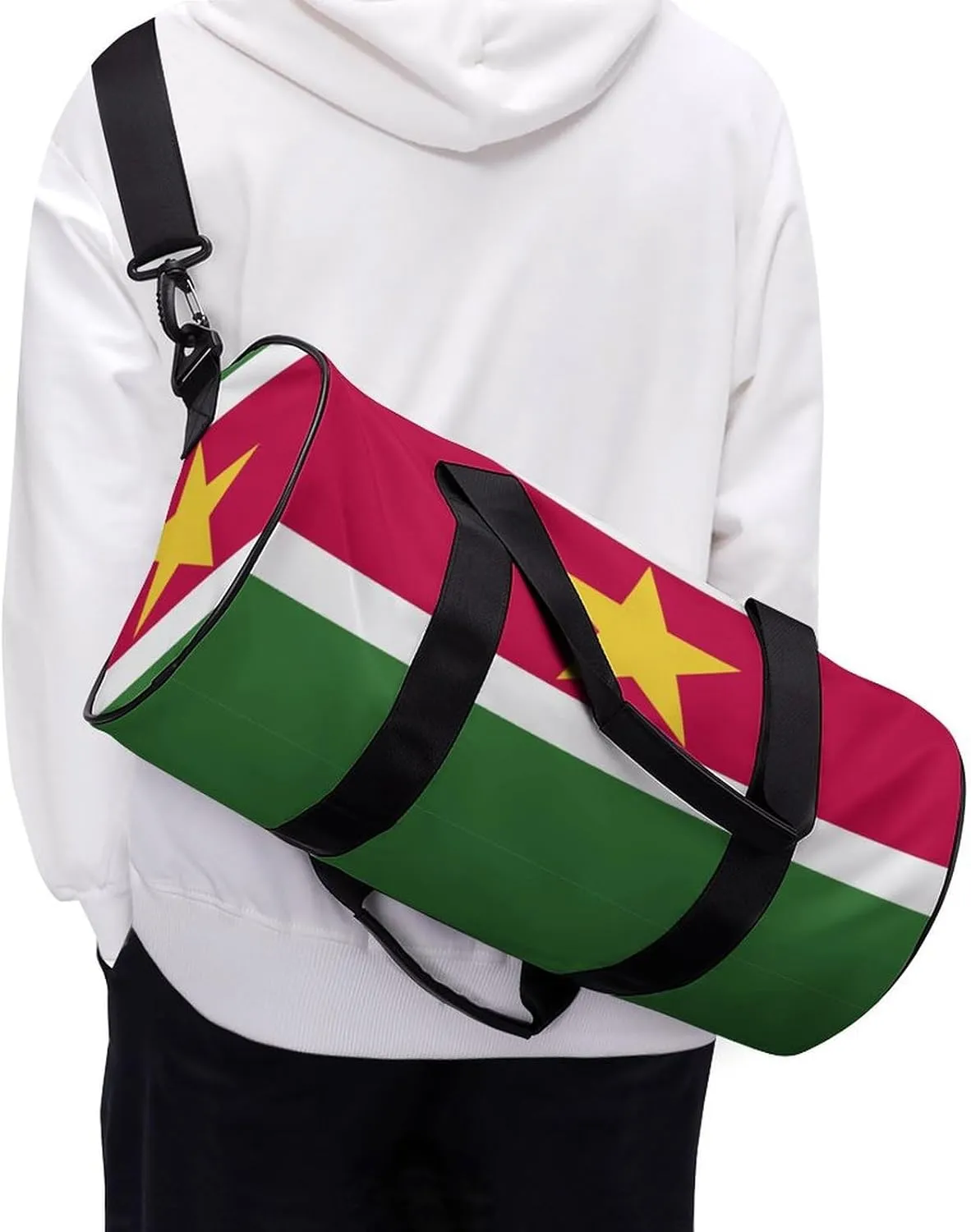 Suriname Flag Waterproof Sports Duffel Bag with Dry Wet Separation for Gym Beach Travel