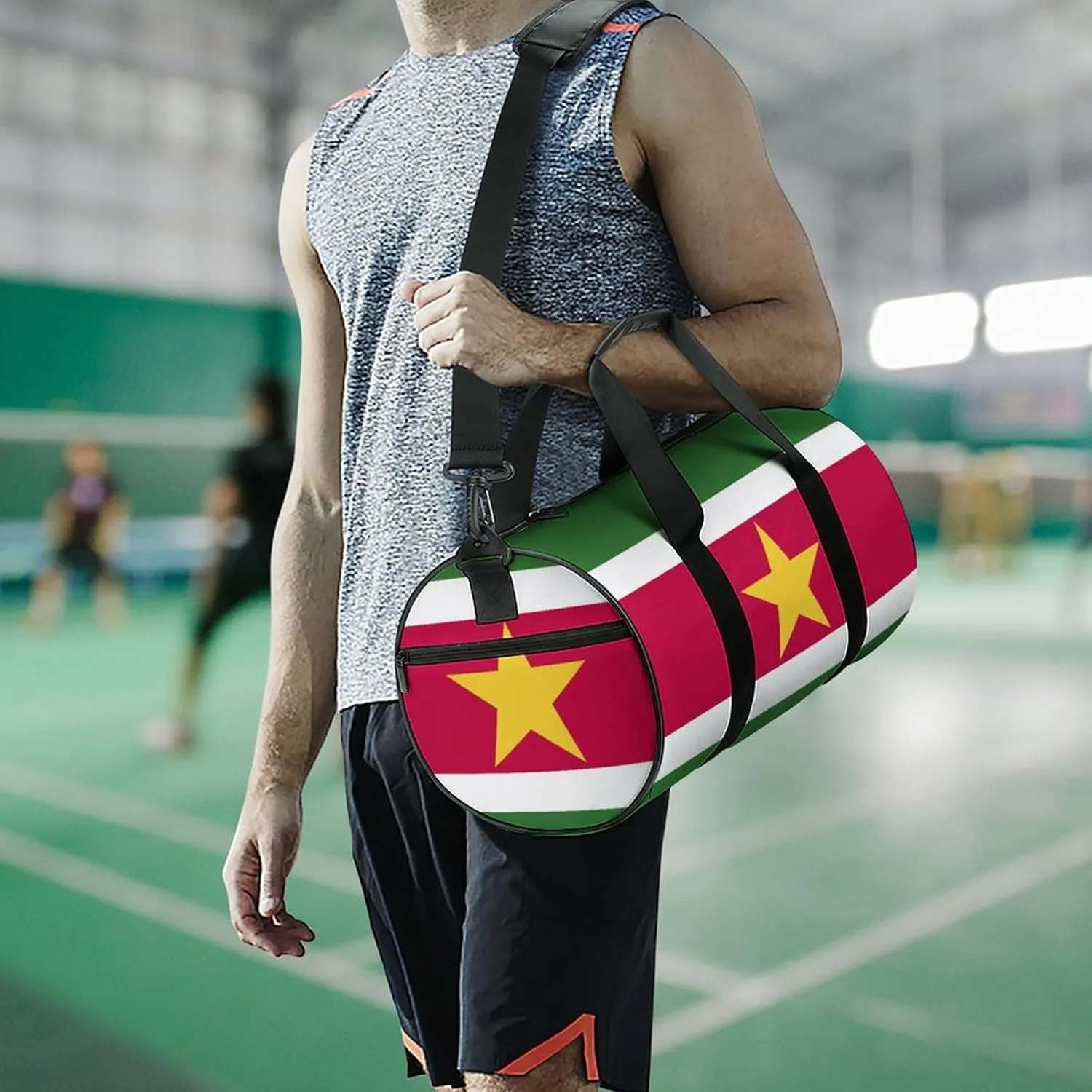 Suriname Flag Waterproof Sports Duffel Bag with Dry Wet Separation for Gym Beach Travel