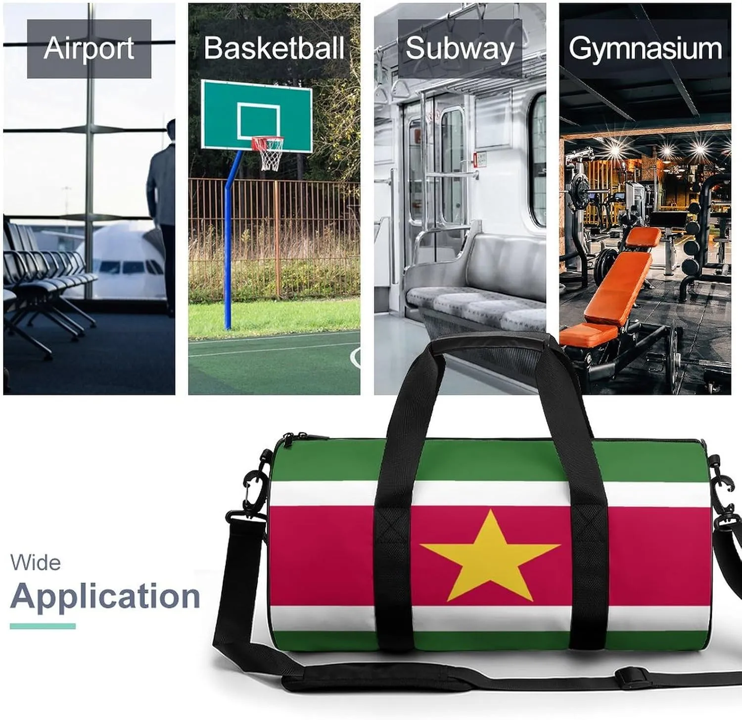 Suriname Flag Waterproof Sports Duffel Bag with Dry Wet Separation for Gym Beach Travel