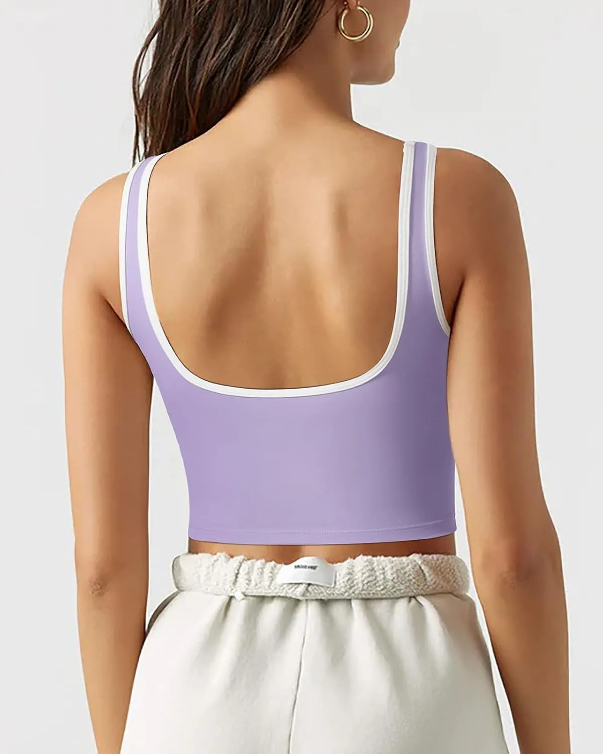 SUUKSESS Women Sweetheart Neckline Longline Sports Bra Padded Basic Workout Crop Tank Top