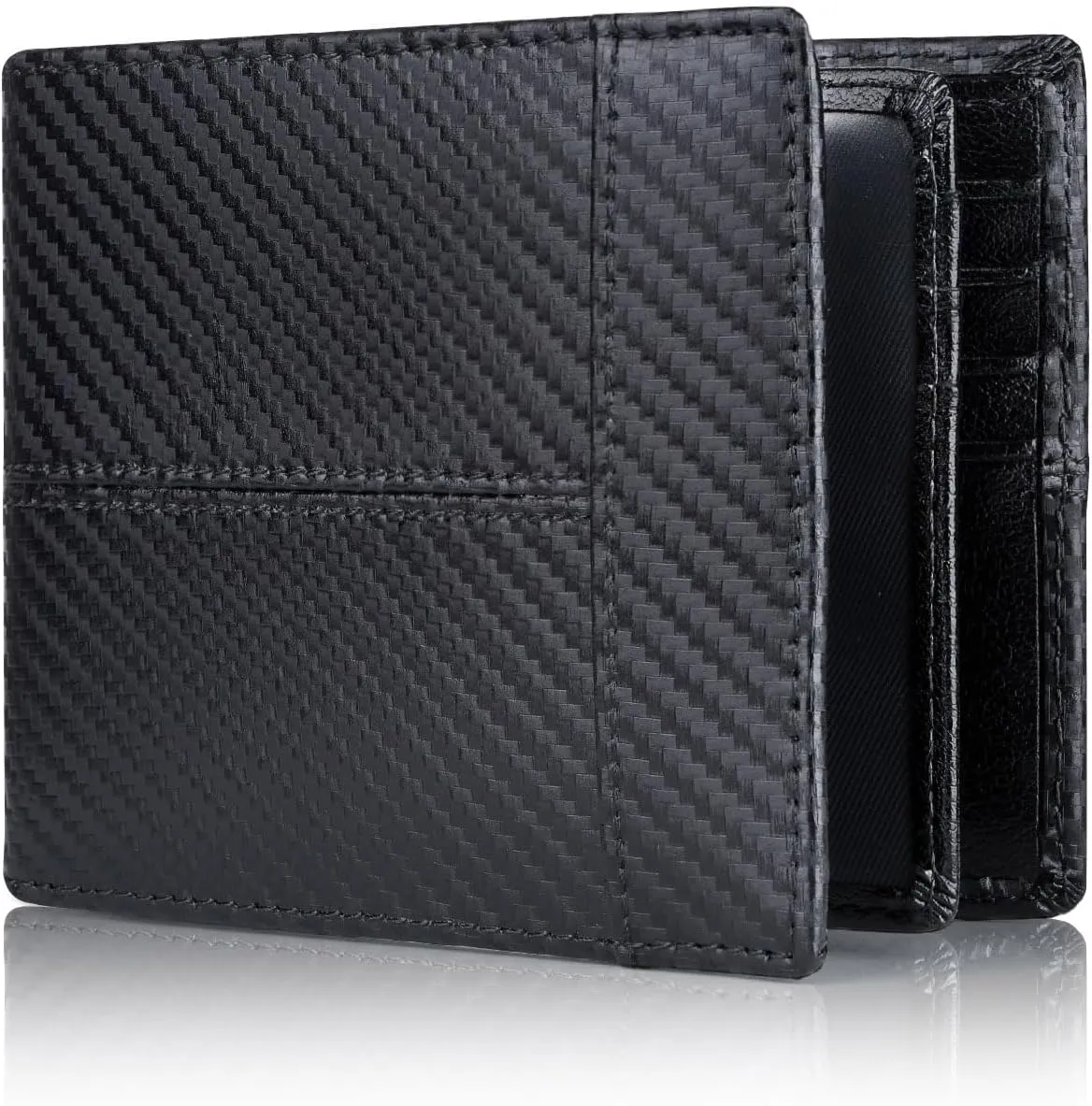 Swallowmall Mens Wallet Rfid Blocking Leather Wallet for Men Bifold Wallet Leather with 1 ID Window 16 Card Slot
