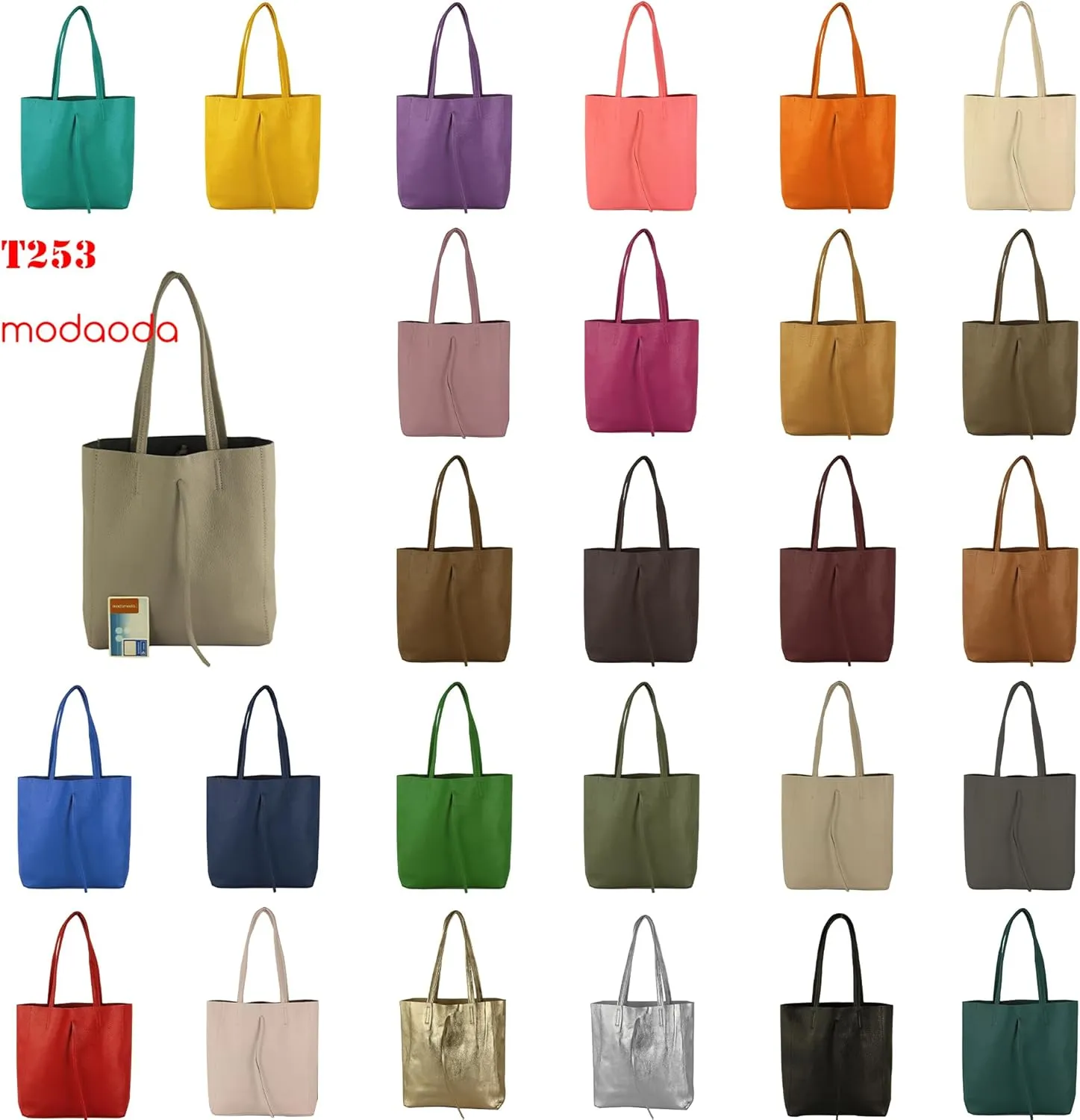 T253 - Leather Tote Bag for Women, With Inner Pocket