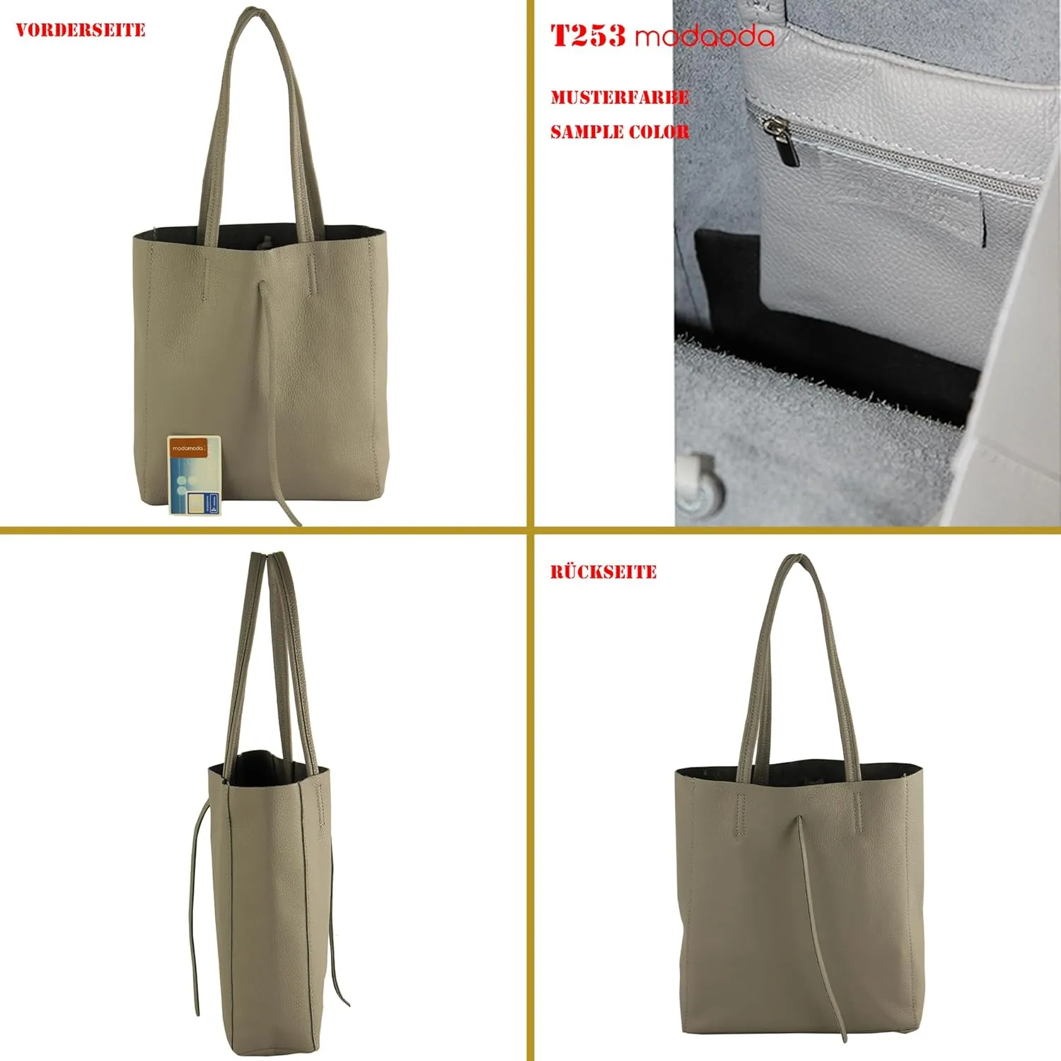 T253 - Leather Tote Bag for Women, With Inner Pocket