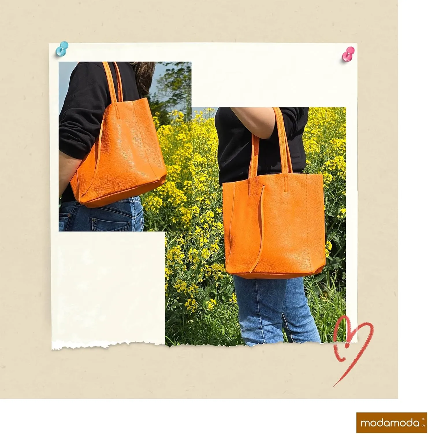 T253 - Leather Tote Bag for Women, With Inner Pocket