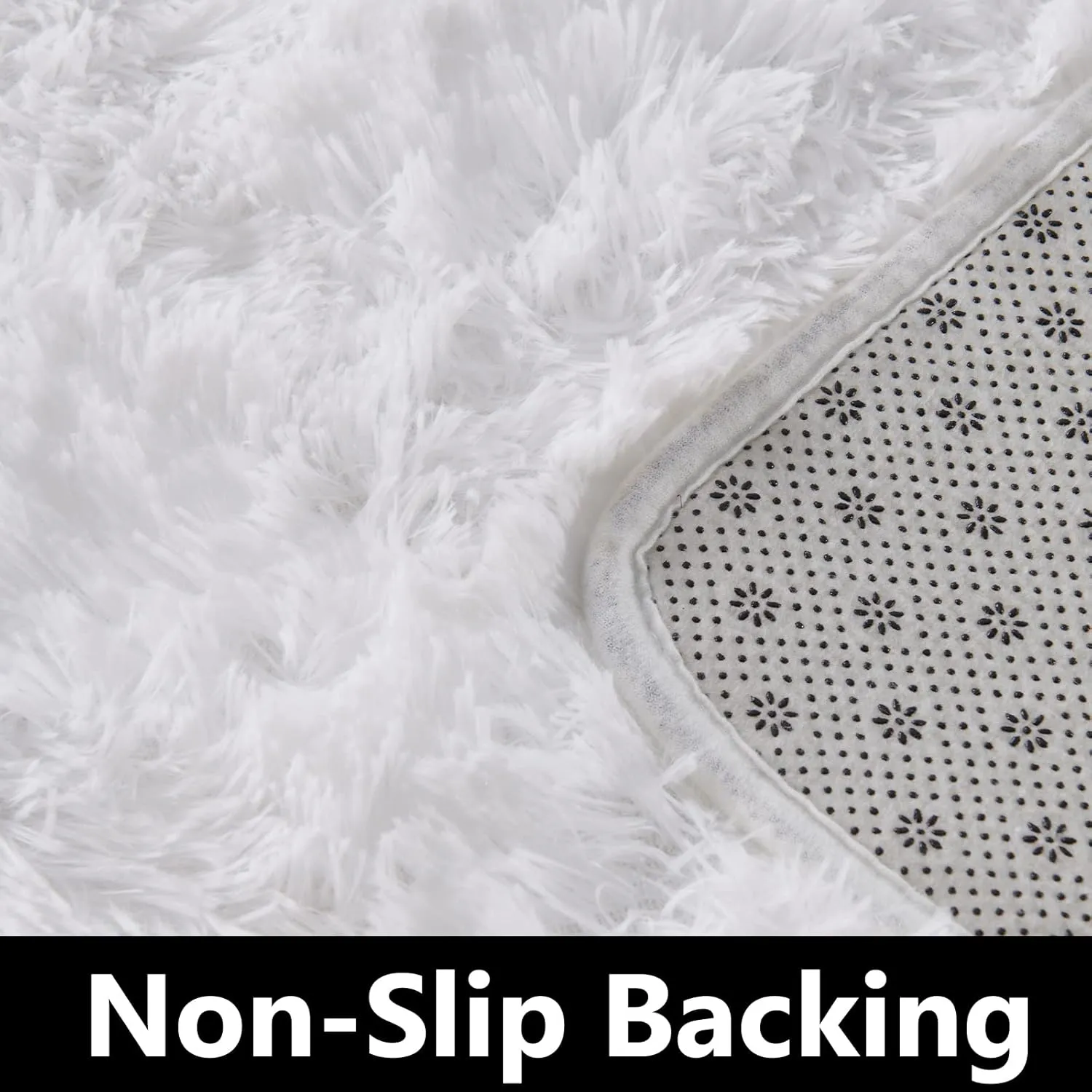 TABAYON Luxury Shag Area Rug, 3x5 Feet Ivory Rectangle Plush Fuzzy Rugs, Non-Slip Shaggy Furry Carpets for Bedroom