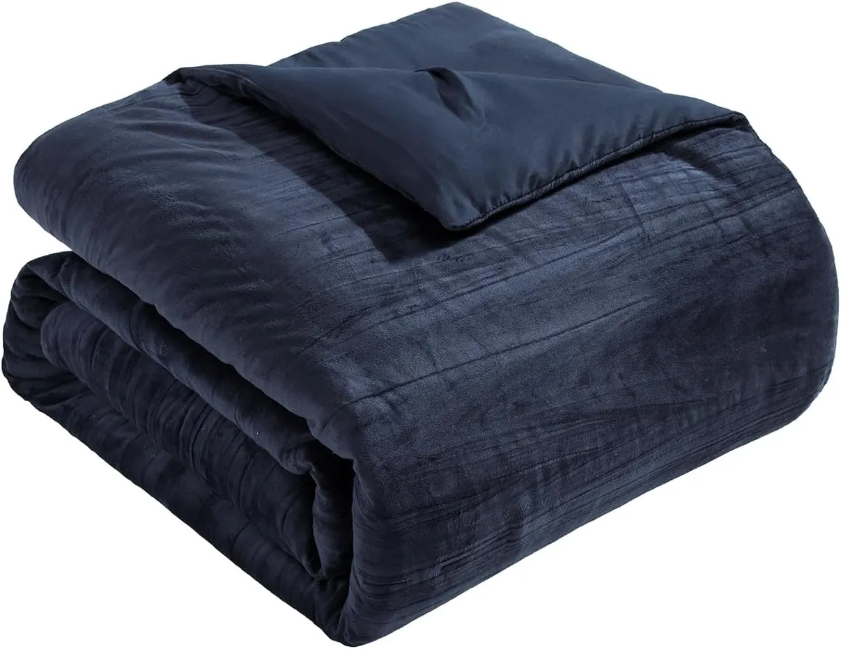 Tahari Home - King Comforter Set, Soft Crinkle Velvet Bedding with Matching Pillow Shams, Dorm Room Essentials, Solid Room Decor (Zadie Grey, King)