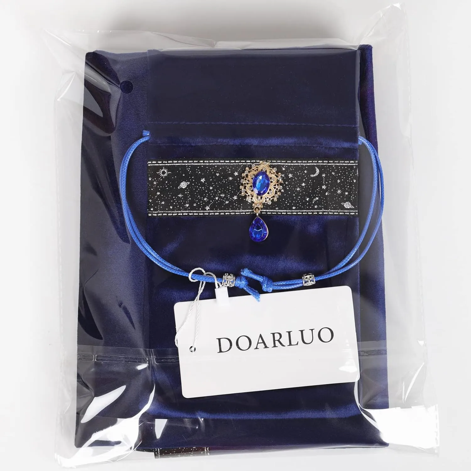 Tarot Cards Bag Divination Tablecloth Star River Lace Thickened Velvet Back Particle Bottom with Tarot Pouch(Blue)