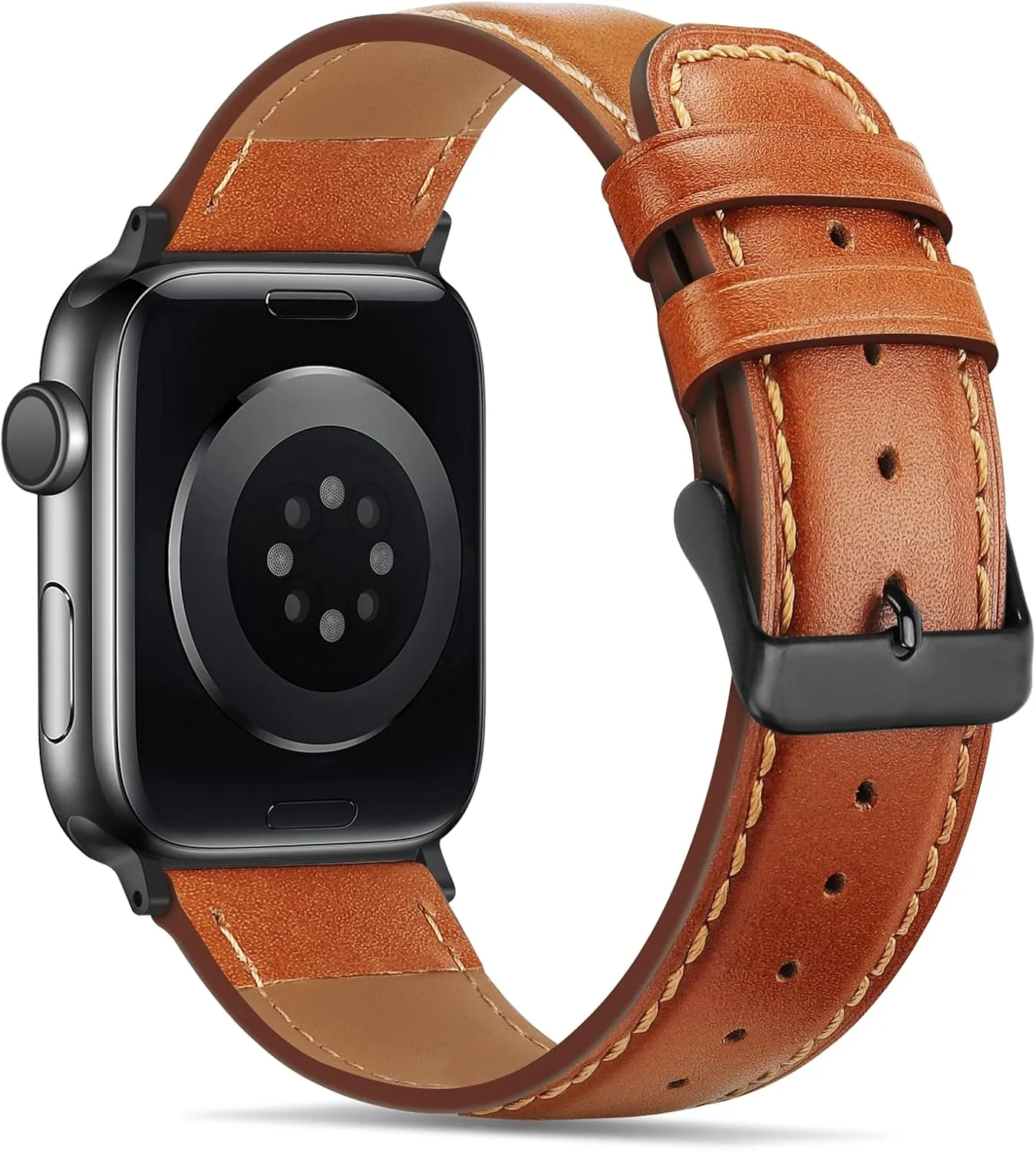 Tasikar Bands Compatible with Apple Watch Band 49mm 46mm 45mm 44mm 42mm Men Genuine Leather Replacement Bands Compatible with Apple Watch Ultra 2 SE Series 10 9 8 7 6 5 4 3 2 1, Classic Brown
