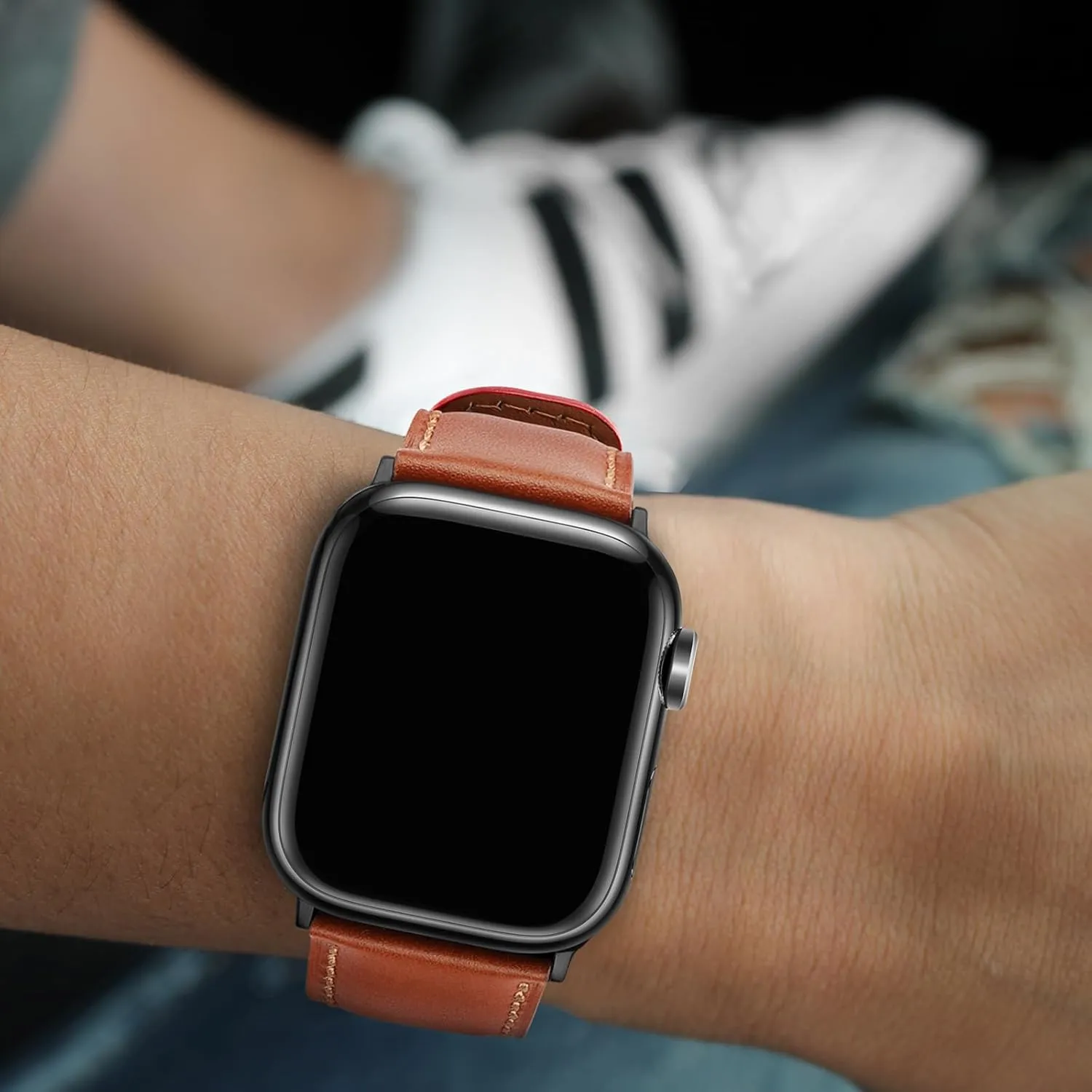 Tasikar Bands Compatible with Apple Watch Band 49mm 46mm 45mm 44mm 42mm Men Genuine Leather Replacement Bands Compatible with Apple Watch Ultra 2 SE Series 10 9 8 7 6 5 4 3 2 1, Classic Brown